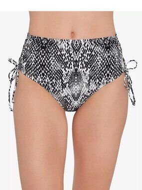Salt + Cove Juniors High-Waisted Lace-Side Bikini Swim Bottom, Black Snake, XL
